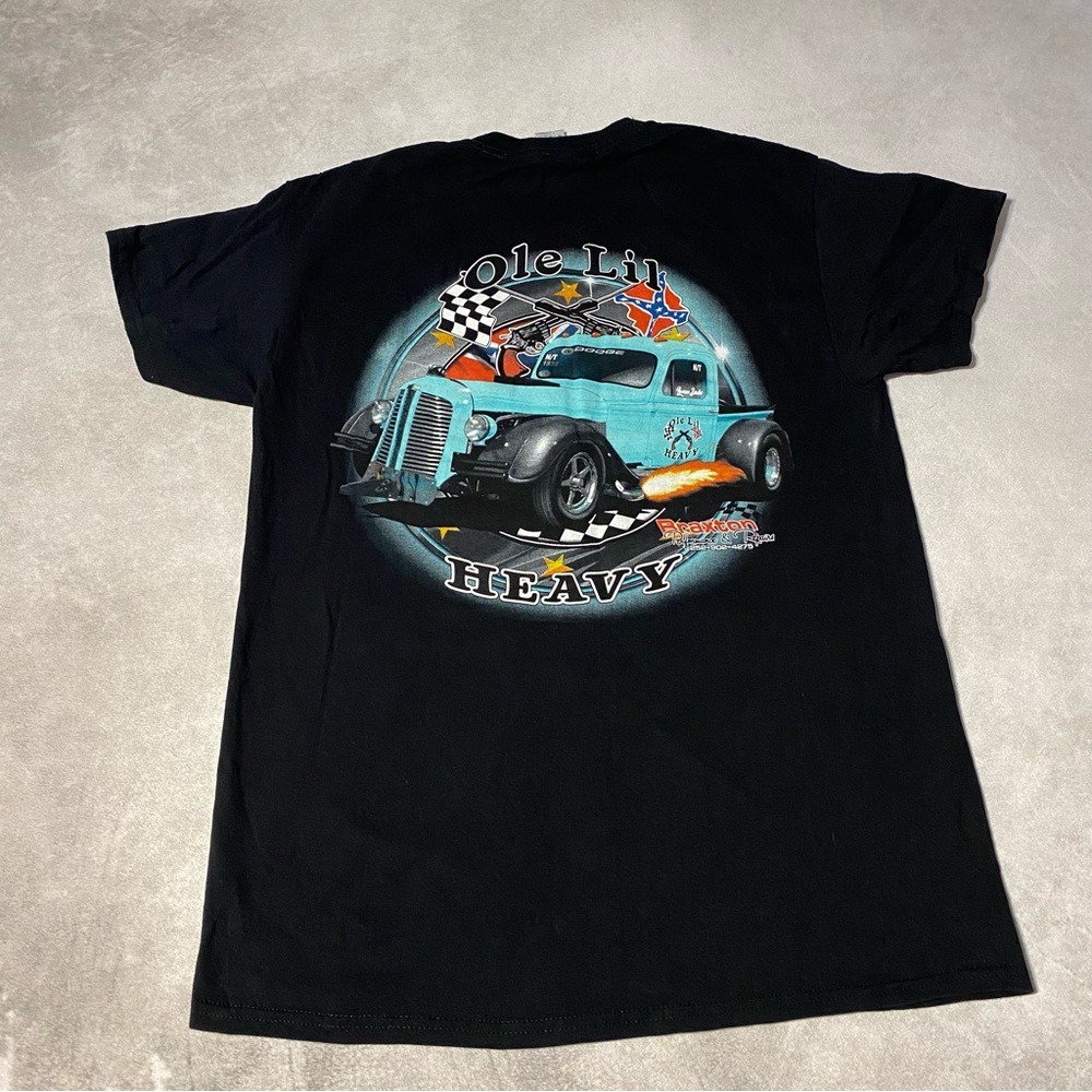 Men’s Hot Rod Ole Lil’ Heavy Braxton Black Tee Size Medium Racing Motorsports